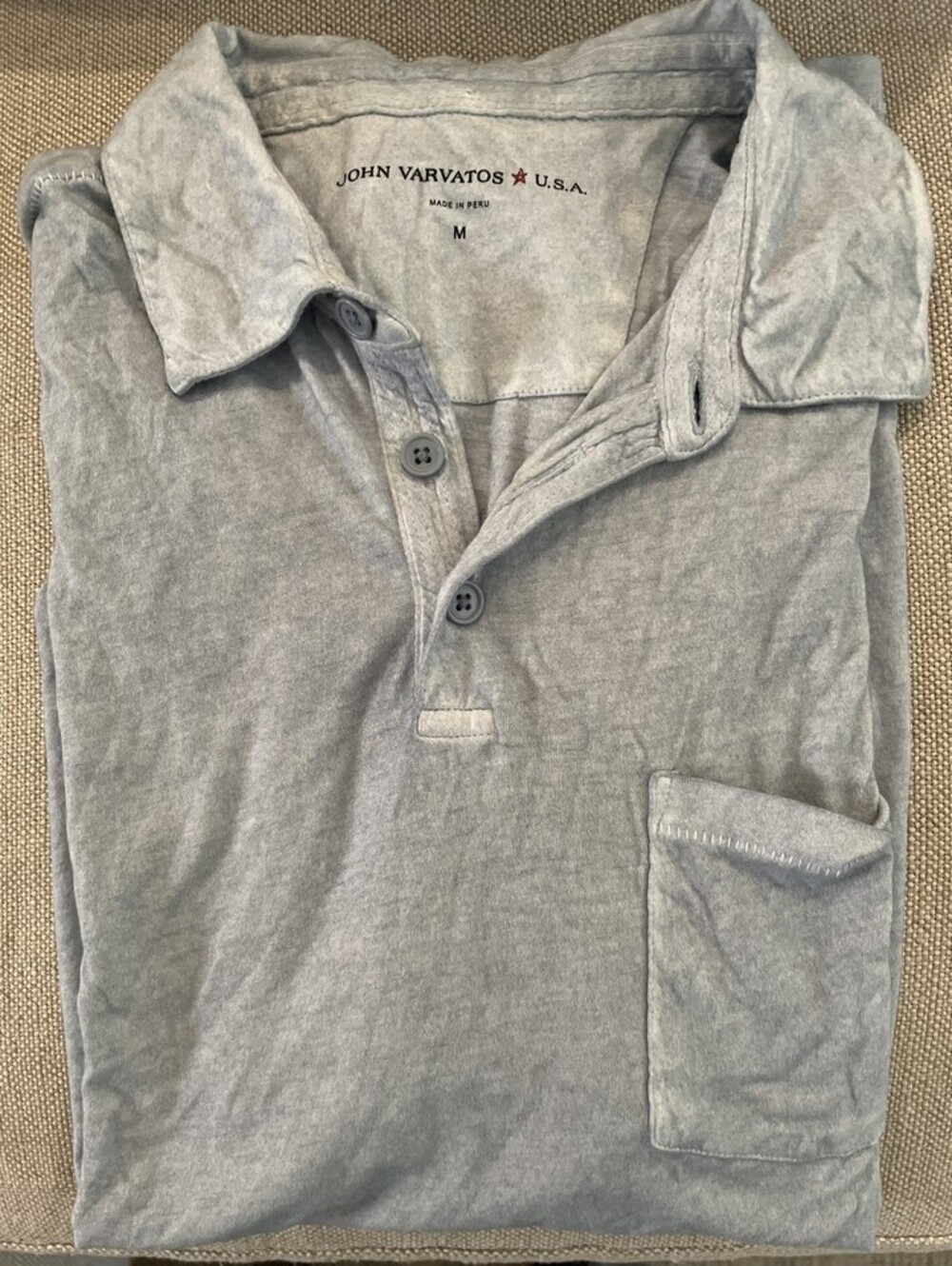 JOHN VARVATOS STAR USA Slim Thin Knit Polo Shirt Blue M